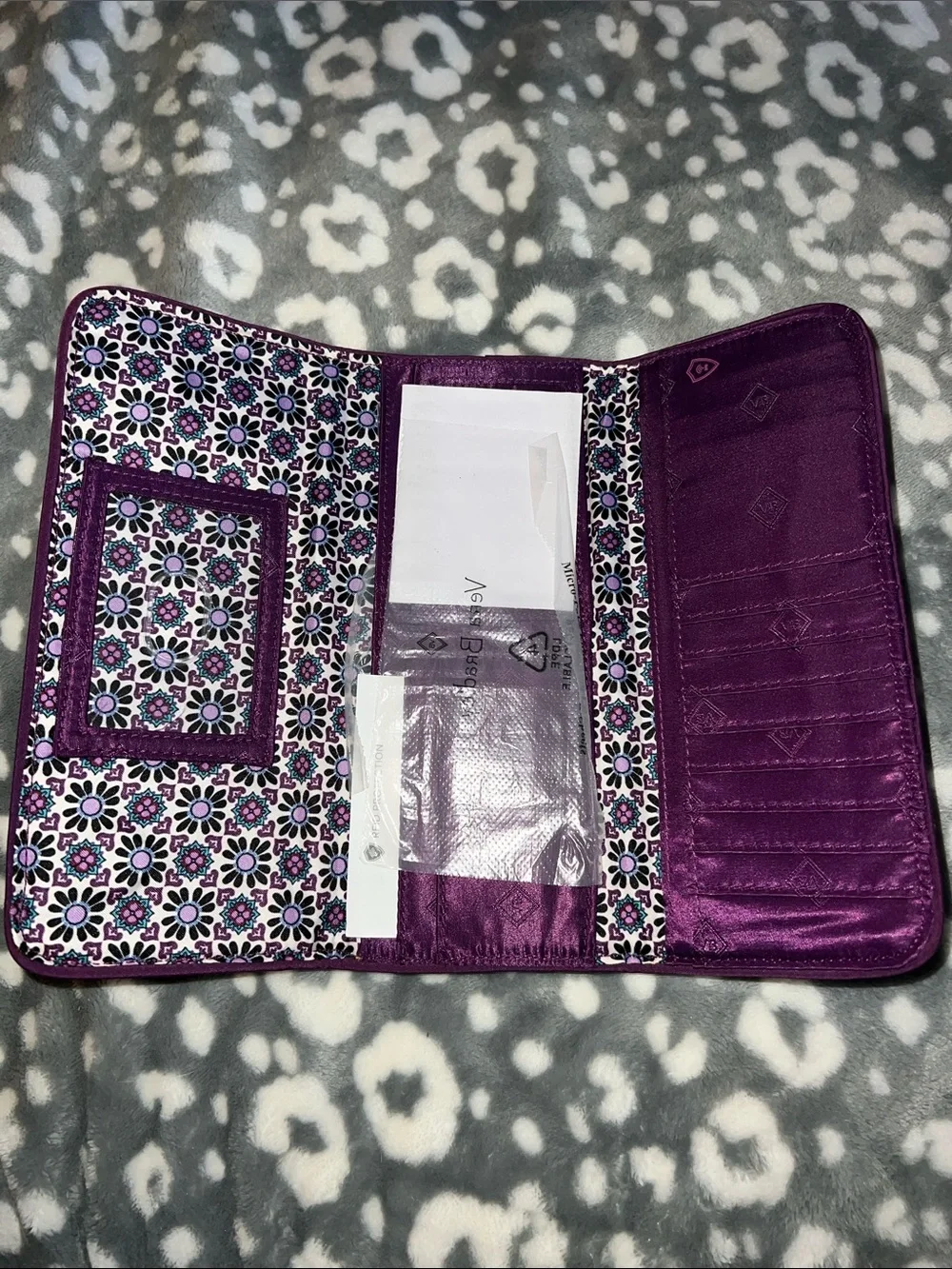 Vera Bradley Purple Teal Floral Quilted Wallet - Picture 3 of 8